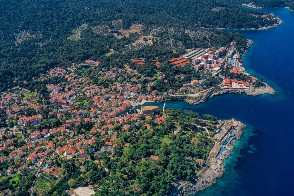 Stunning island view from Losinj, an ideal spot for boat rentals.