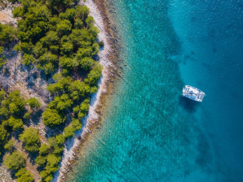 Beautiful beach on Losinj island, perfect for starting a boat rental adventure